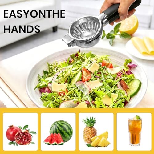 Stainless Steel Lemon Squeezer,Large Manual Citrus Juicer,Free Brush