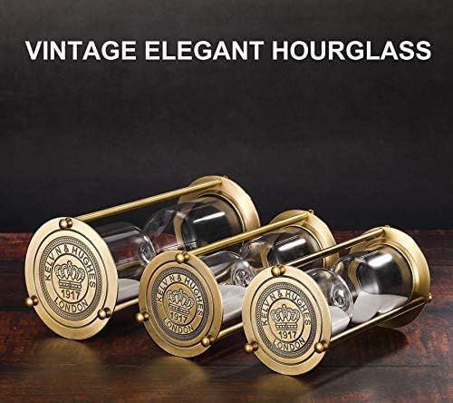 SuLiao Hourglass 60 Minute Timer, Vintage Brass Sand Clock, Unique Metal Watch, Antique Glass with White Sand for Home, Desk, Office, Gifts, Decor