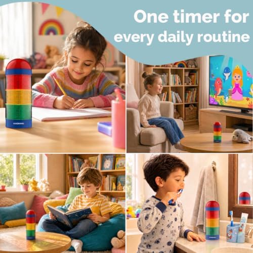 KADAMS Visual Timer for Kids with Pre-Alarm, Traffic Light Countdown Timer for ADHD Toddlers Classroom 24H Digital Timer, 5 Volume Levels Mute Pause Memory for Homework Learning Home Routine