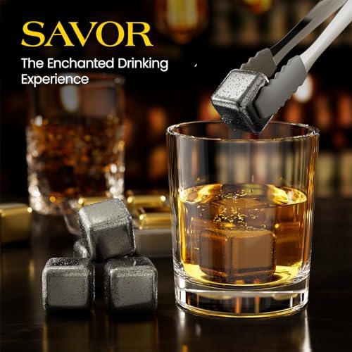 Kollea Whiskey Stones 8-Pack Stainless Steel Chilling Rocks Set, Silver