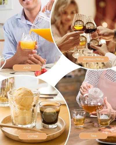 Large Ice Ball Molds for Whiskey & Cocktails with Funnel Lid - Big Sphere Ice Cube Trays for Drinks, Bourbon, and Wine, Silicone Round Ice Maker for Freezer (Set of 4) - Reusable Easy-Release Ice Tray