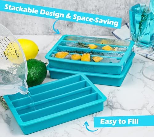 Webake Silicone Ice Cube Trays for Water Bottles Ice Cube Mold 12 Cavity, Easy Release Long Ice Cube Sticks For Bottled Beverage, Soda, Sport Drinks, Burritos Egg, Pack of 3