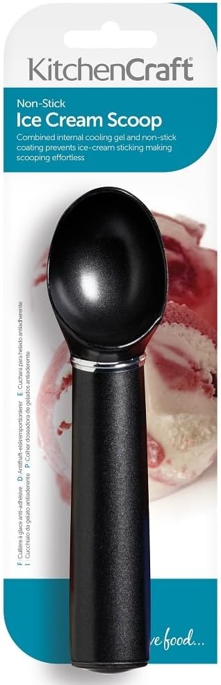 KitchenCraft Ice Cream Scoop, Non Stick Anti Freeze Scooper, Aluminium, Easy to Wash, 18cm (7''), Black