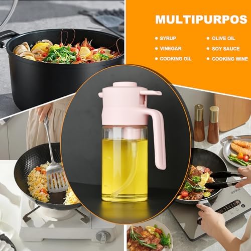 Oil Dispenser,Glass Oil Bottle,Suitable For Olive Oil and Vinegar,500ML,17 Ounces Capacity,Intelligent Quantification Olive Oil Dispenser,Non-drip Nozzle Design,Easy To Replenish and Clean