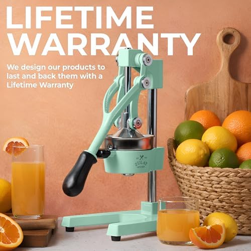 Zulay Kitchen Cast Iron Juicer - Heavy Duty Orange Juicer with Detachable Strainers for Easy Cleaning, Citrus Press for Citrus Fruits, Perfect for Bartenders, Juice Lovers & Health Enthusiasts