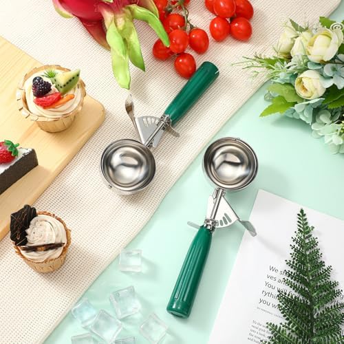 Reallnaive 4 Pcs Ice Cream Scooper with Trigger, 3.25 oz, Green