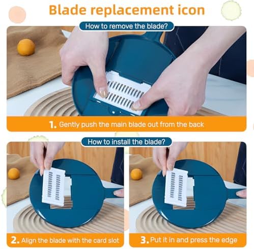 Multifunction mandoline slicer;vegetable chopper;vegetable slicer;food slicer;food chopper;chopper container;onion chopper;mandoline food slicer;vegetable cutter;chopping artifact (blue, 7 in 1)