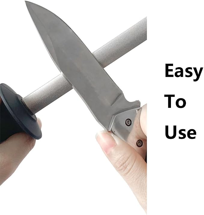 8 Inch Diamond Knife Sharpening Steel Rod, Professional Kitchen Diamond Knife Blade Sharpener Rod Stick, Knife Honer Steel for Honing Knife Blades, Chef Knives and Shears