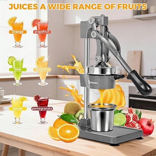 Cast Iron Manual Citrus Juicer Press, Heavy Duty Fruit Squeezer