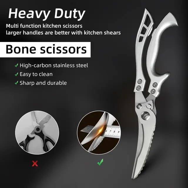 Poultry Shears-Heavy Duty Sharp Stainless Steel Kitchen Scissors for Cutting Chicken, Meat, Fish and Vegetables, Bone Cutting Shears with Safety Lock, Holster and Box