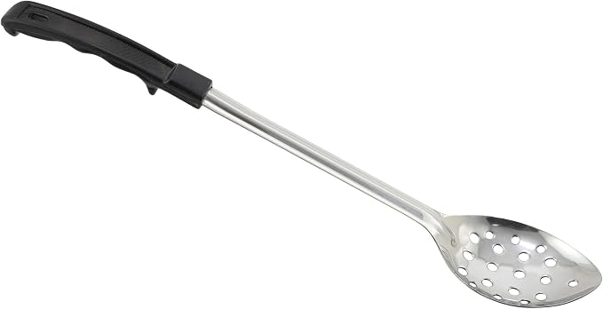 Winco Prime Stainless Steel Basting Spoon with Stop Hook Handle, NSF, Perforated, 15"