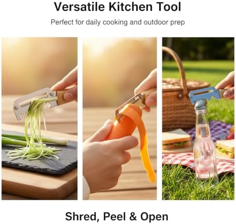 Premium Stainless Steel Vegetable Peeler Multifunctional Kitchen Peeler for Potato Carrot Fruit Veggie with Wooden Handle Sharp Swivel Blade Non-Slip Easy Peeling (3 Pcs)