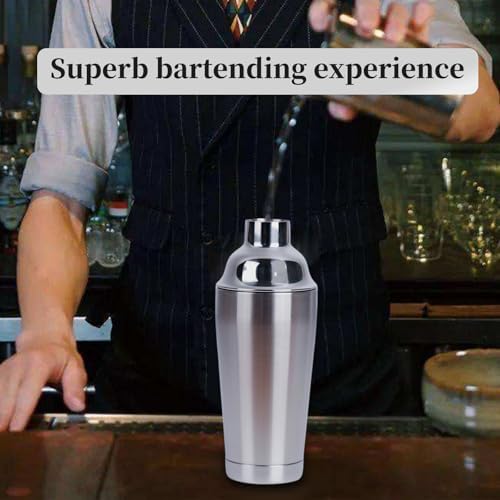 21oz Cocktail Shaker - Insulated Double Wall, Martini Shaker, Drink Shaker, No Stuck Twist Lid, Leakproof, Built-in Strainer, Perfect for Home Bar