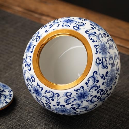 Ceramic Garlic Keeper Storage Jar: Blue and White Porcelain Garlic Holder, Breathable Garlic Storage Tank, Kitchen Garlic Saver Storage Chili Garlic Container