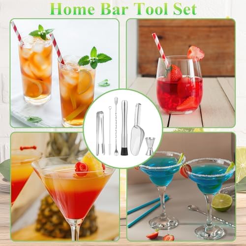 6Pcs Muddler for Cocktail Set with Muddler Cocktail Spoon Jigger Ice Scoop