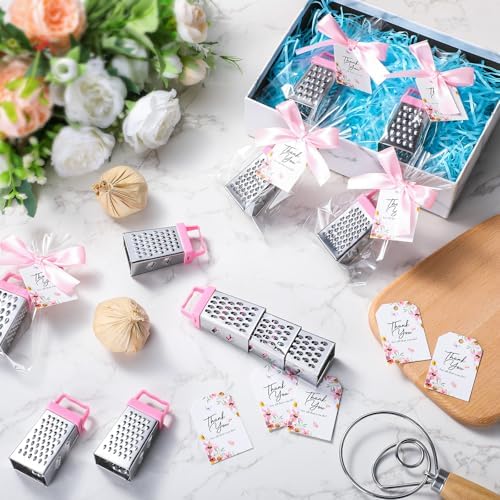 Maxdot 24 Set Employees Appreciation Gift Mini Cheese Graters with Thank You Cards 4-sided Stainless Steel Graters Wedding Guest Thank You Gifts for Women Guests Coworkers Employees