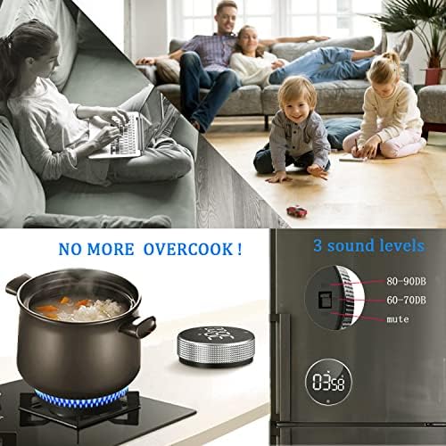 Timers, Kitchen Timer for Kids, Digital Countdown Magnetic Egg Timer for Cooking, with Constant Light Function for classrooms, Quiet for Children and Teachers…Black