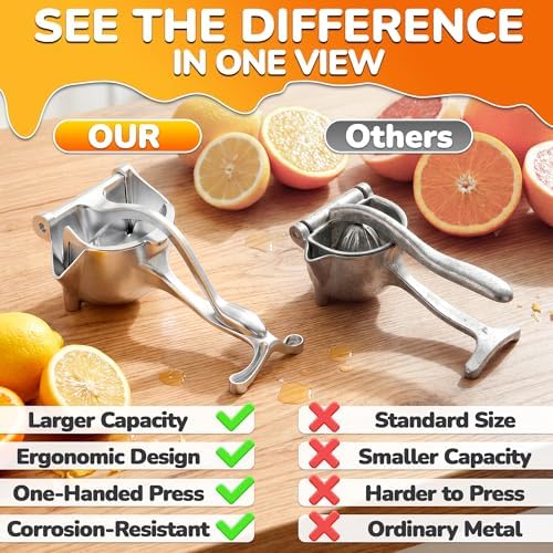 Manual Juicer Hand Press, 0.6 L, Ergonomic Handle, Aluminum Alloy