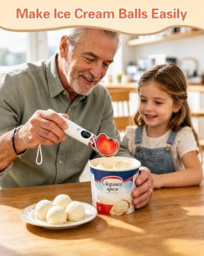 Heated Ice Cream Scoop Rechargeable with Dishwasher Safe Removable Head