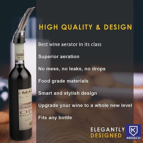 KEISSCO Wine Aerator Pourer - Premium Aerating Pourer and Decanter Spout with Gift Box No-Drip Wine Pouring Accessory Wine Tools