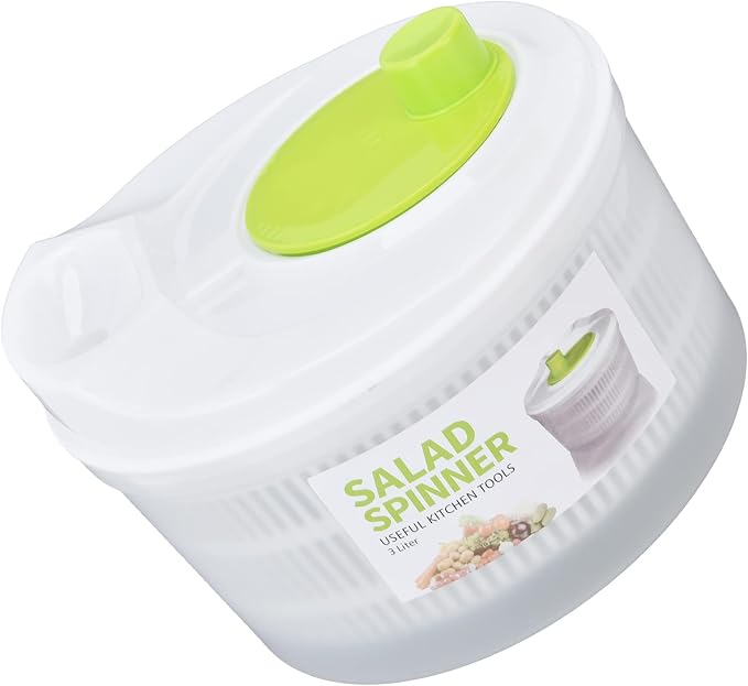 Salad Spinner, Large 3L Fruits and Vegetables Dryer Vegetable Washer Dryer Plastic Salad Drainer with Bowl Colander for Kitchen Faster Food Prep,