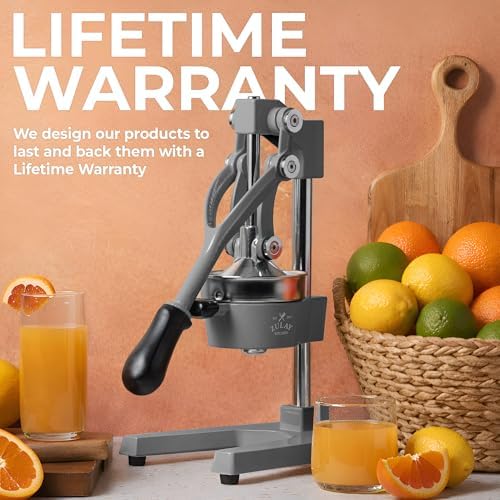 Zulay Kitchen Cast Iron Juicer - Heavy Duty Orange Juicer with Detachable Strainers for Easy Cleaning, Citrus Press for Citrus Fruits, Perfect for Bartenders, Juice Lovers & Health Enthusiasts