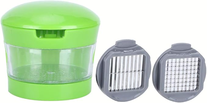 Garlic Chopper Roller, Garlic Press and Peeler Ginger Cutter Mincer with Stainless Steel Blades Kitchen Gadget Tool Set Green