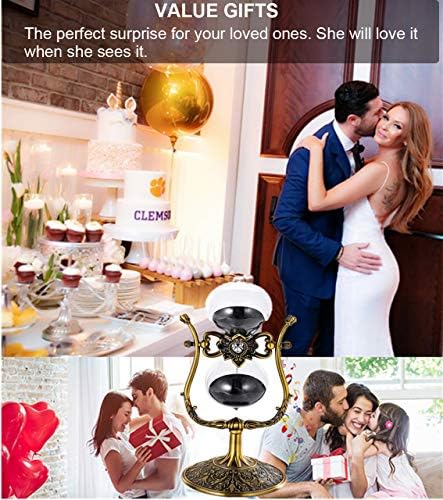 SuLiao Vintage 60 Minute Hourglass Sand Timer, Large Brass Engraved Rotating Sand Clock Stand, Unique Metal SandWatch 60 Min, Antique 1 Hour Glass Sandglass for Home, Desk, Office Decoration