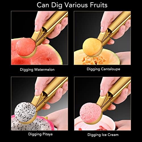 Ice Cream Scoop with Trigger – Stainless Steel Portion Scooper for Cookies, Muffins & Meatballs – Easy Release Disher for Baking, Commercial & Home Kitchen – Gold