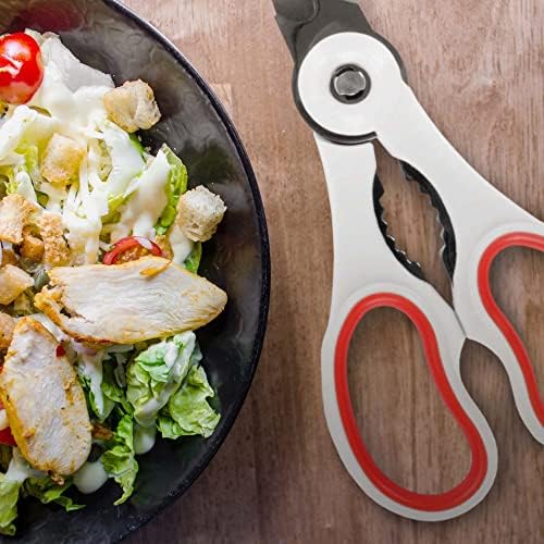 Premium 4-in-1 Kitchen Shears - White & Red - 3 Sets (3 Scissors)