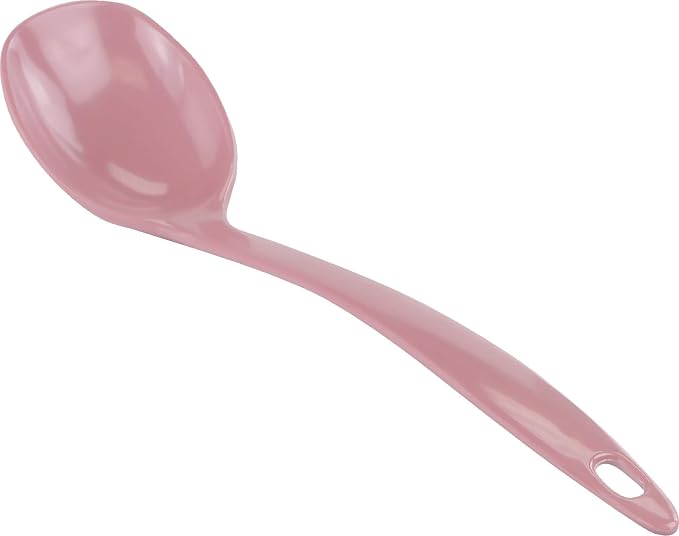 Reston Lloyd Cooking Spoon for Serving, Basting, Mixing, Heat Resistant, BPA Free Melamine 11 inch Utensil with Ergonomic Handle, Set of 6, Pink