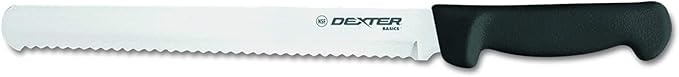 Dexter-Russell Basics P94804B 10" Scalloped Slicer/Bread Knife with Black Polypropylene Handle