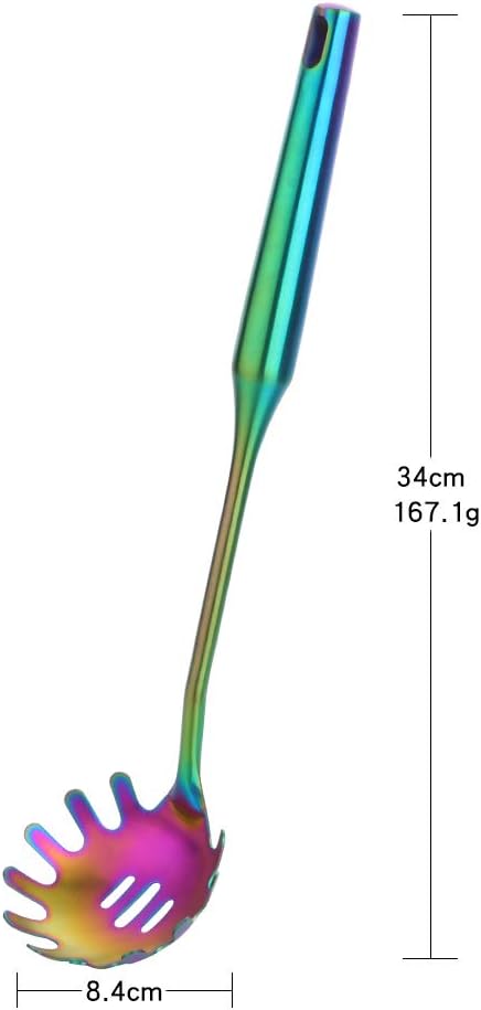 Spaghetti Fork, BuyGo Stainless Steel Pasta Server Rainbow Spaghetti Server Utensil for Buffet, 13.4 Inch, Dishawasher Safe