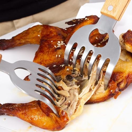 Personalized Metal Meat Shredder Claws, Set of 2 Premium Stainless Steel Meat Forks with Long Wooden Handle,Custom BBQ Grilling Gifts for Men Women Dad Father Husband, custom pulled pork