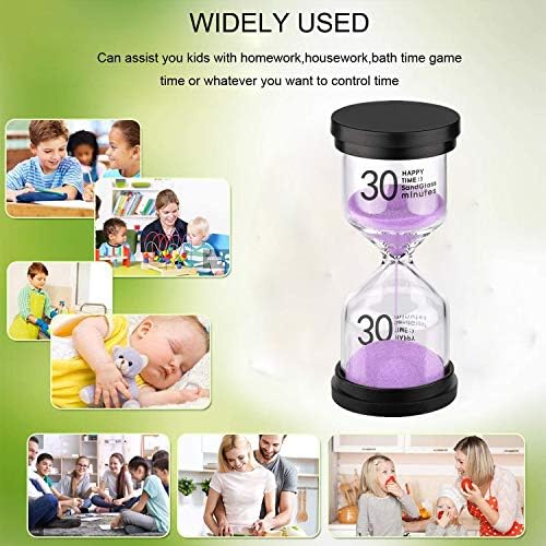 SuLiao 30 Minute Hourglass: Purple Sand Clock Timer, Large Sand Watch 30 Min,Plastico Reloj De Arena 30 Minutos, Colorful Half Hour Glass Sandglass for Kids, Home, Game, Classroom, Kitchen, Decortion