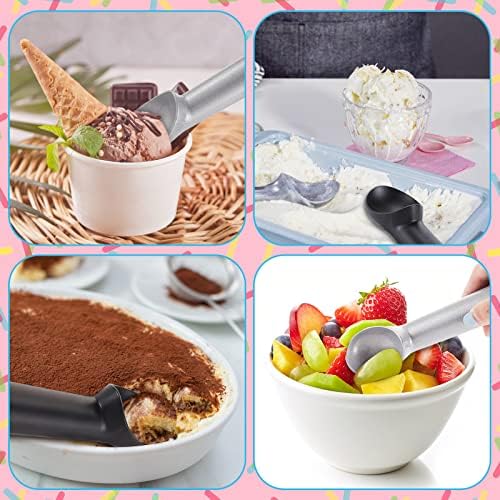 Gejoy 8 Pcs Ice Cream Scoop Set, Ice Cream Scoops 7 Inch, Black and Silver