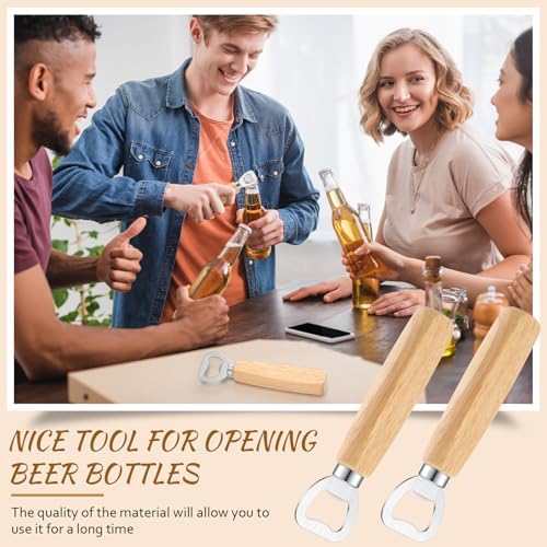 Lounsweer 72 Pcs Stainless Steel Wine Bottle Opener Bulk, Wooden Handheld