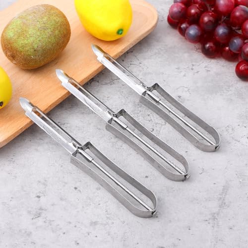 Yuanchu 3 Pack Stainless Steel Kitchen Vegetable Peelers, Ergonomic Rotary Peeler for Carrot Potato Fruit Dishwasher Safe Kitchen Tool