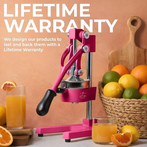 Zulay Kitchen Cast Iron Juicer - Heavy Duty Orange Juicer with Detachable Strainers for Easy Cleaning, Citrus Press for Citrus Fruits, Perfect for Bartenders, Juice Lovers & Health Enthusiasts