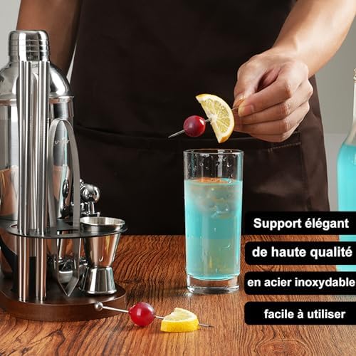 23-Piece Cocktail Shaker Set with Stand, 304 SS, Bartender Kit Gift