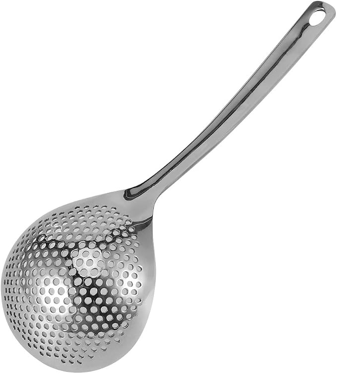 Stainless Steel Skimmer, Skimmer Slotted Spoon, Slotted Spoons, kitchen spoons for cooking, Strainer Ladle with Long Handle For Draining & Frying
