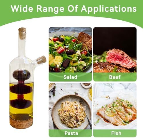 Lily's Home Triple Globe Olive Oil and Vinegar Dispenser - Glass Cruet with Cork Base, Nested Design for Separate Pouring, Kitchen Countertop & Dining Table Essential for Cooking Oil and Balsamic