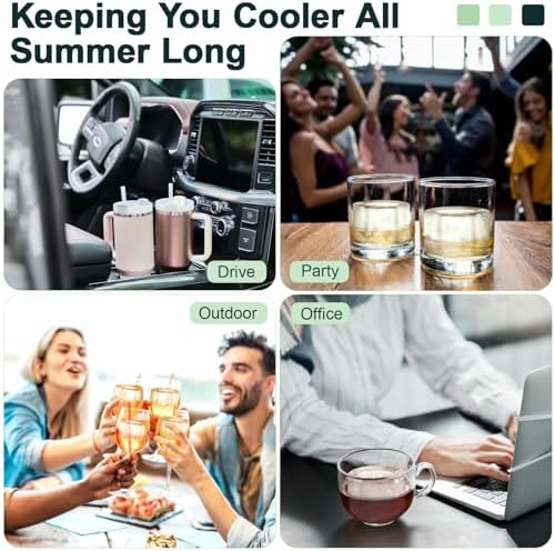 Ice Cube Tray for Stanley Cup, Silicone Tumbler Ice Mold for 20oz 30oz 40oz Stanley Cup, Chilling Whiskey, Cocktails, Drinks, Coffee(Green)