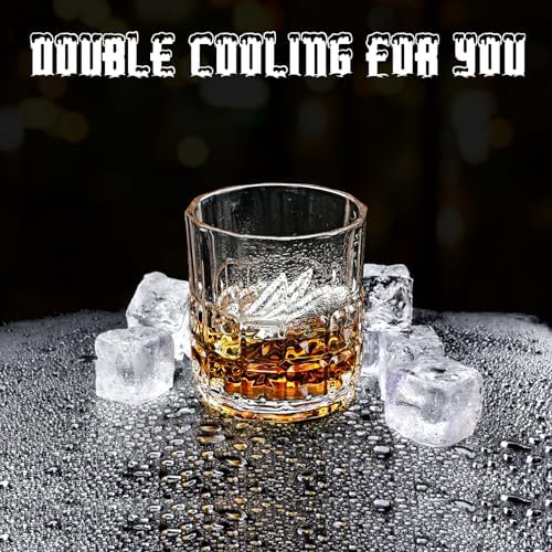 Whiskey Glasses Set with Stainless Steel Cooling Stones, for Men