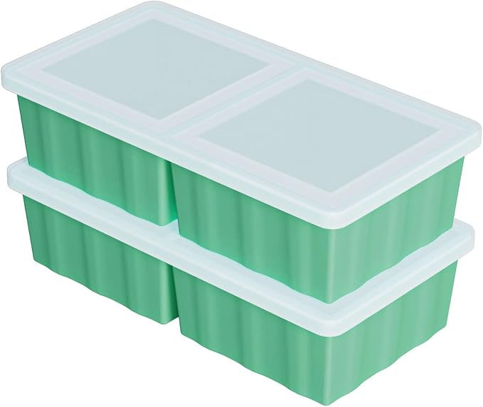 Silicone Freezer Tray for Soup Ice Cubes: 2-Cup Super Cubes Freezer Tray with Lid for Meal Prep - Silicone Food Storage Containers