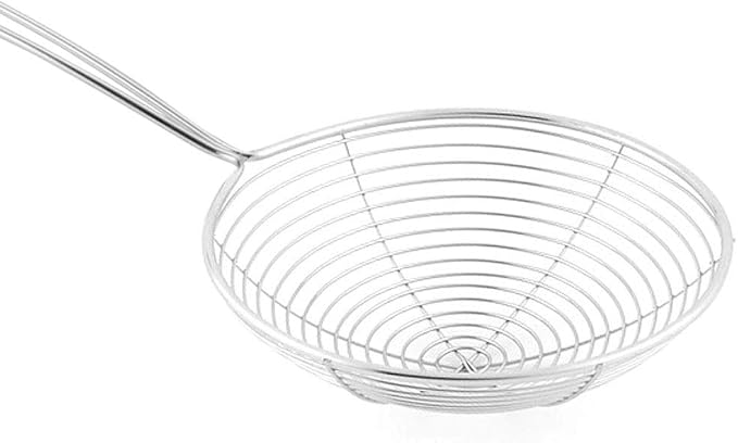 uxcell Metal Wire Spiral Mesh Home Kitchen Frying Perforated Spoon Skimmer Strainer Ladle 4.5 Inch Dia