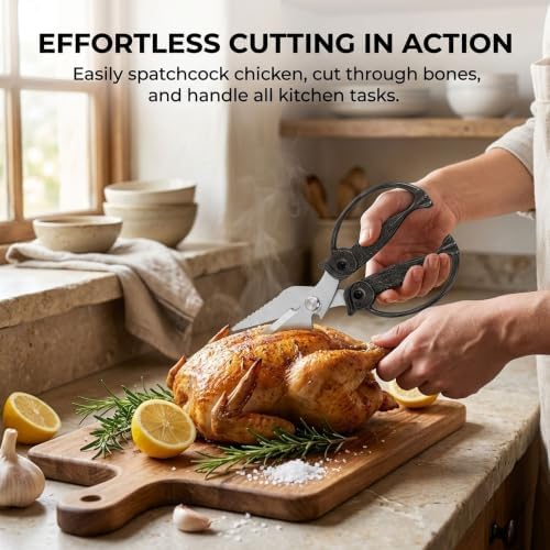 XSNBRD Kitchen Shears Sharp, Black Gun Stainless Steel Owl Scissors Large