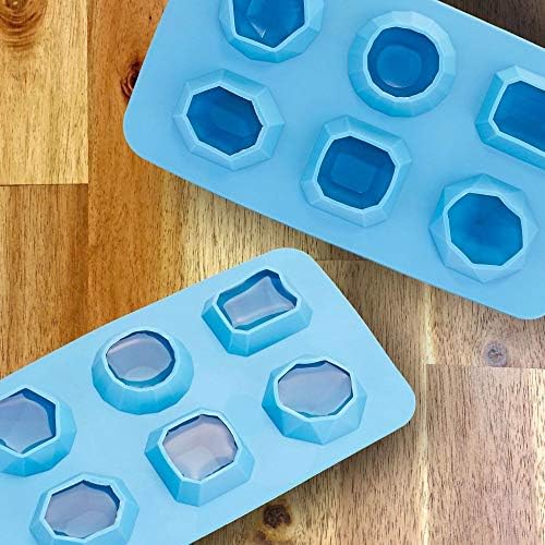 Ice Cube Tray – 2-Pack Blue Jewel Silicone Molds, Fun Shaped Ice Cubes for Parties and Drinks