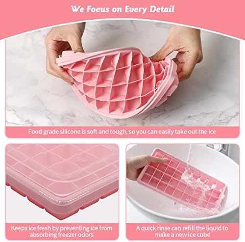 Silicone Ice Cube Tray with Leak-Proof Lid & Storage Bin for Freezer – BPA-Free 36-Piece Nugget Ice Molds, Spill-Resistant Cover & Ice Scoop Container Cover