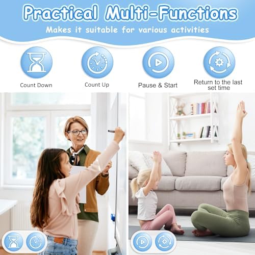 Visual Timers for Kids, 99 Minute Digital Cute Kids Visual Timer Classroom Timer for Homeschool Supplies Study Teaching Time Management Tool Countdown Productivity Timer, Blue, White Display